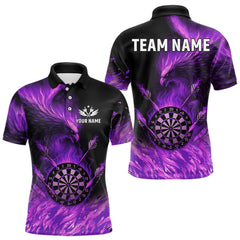 Maxcorners Purple Flaming Phoenix Darts Jerseys Custom Darts Shirt For Men, Darts Team Polo & Quarter Zip TU0107