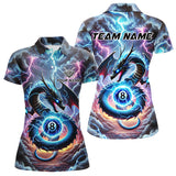 Maxcorners Personalized Blue Purple Thunder Lightning Dragon Billiard Shirt For Men, 8 Ball Pool Team Jersey LM2707