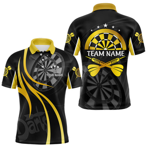 Maxcorners Black And Yellow Darts Jersey For Men Custom Team Polo & Quarter Zip Darts Shirt Uniform TU2807