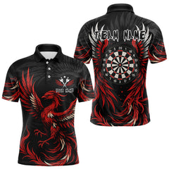 Maxcorners Personalized Phoenix Dartboard Wings Men's Dart Shirts Custom Red And Black Darts Team Jerseys LM0706