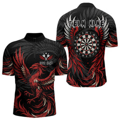 Maxcorners Personalized Phoenix Dartboard Wings Men's Dart Shirts Custom Red And Black Darts Team Jerseys LM0706