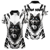 Maxcorners White Black 8 Ball Pool Wolf Billiard Shirts For Men Custom Billiard Jerseys Team Polo & 1/4 Zip LM0706