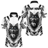 Maxcorners White Black 8 Ball Pool Wolf Billiard Shirts For Men Custom Billiard Jerseys Team Polo & 1/4 Zip LM0706