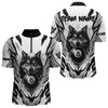 Maxcorners White Black 8 Ball Pool Wolf Billiard Shirts For Men Custom Billiard Jerseys Team Polo & 1/4 Zip LM0706
