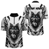 Maxcorners White Black 8 Ball Pool Wolf Billiard Shirts For Men Custom Billiard Jerseys Team Polo & 1/4 Zip LM0706