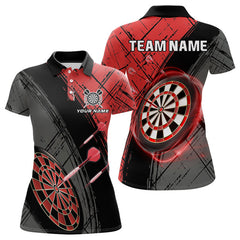 Maxcorners Grunge Red Black Dartboard Light Men Darts Polo & 1/4 Zip Custom Dart Shirt For Team Dart Jersey LM0706