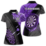Maxcorners Grunge Purple Black Dartboard Light Men Dart Polo & 1/4 Zip Custom Dart Shirt For Team Dart Jersey LM0706