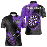 Maxcorners Grunge Purple Black Dartboard Light Men Dart Polo & 1/4 Zip Custom Dart Shirt For Team Dart Jersey LM0706