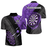 Maxcorners Grunge Purple Black Dartboard Light Men Dart Polo & 1/4 Zip Custom Dart Shirt For Team Dart Jersey LM0706