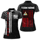Maxcorners Grunge USA Flag Billiard Jerseys For Men Custom Patriotic Billiard Polo & Quarter Zip Team Shirt MT1006