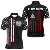 Maxcorners Grunge USA Flag Billiard Jerseys For Men Custom Patriotic Billiard Polo & Quarter Zip Team Shirt MT1006