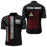 Maxcorners Grunge USA Flag Billiard Jerseys For Men Custom Patriotic Billiard Polo & Quarter Zip Team Shirt MT1006