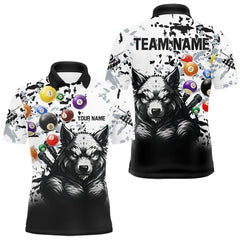 Maxcorners Personalized Grunge White Black Funny Wolf Billiard Shirt For Men Custom Pool Balls Team Jersey TU2907