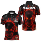 Maxcorners Flaming Skull Darts Shirt For Men Custom Red Darts Jerseys Team Polo & Quarter Zip, Darts Gifts