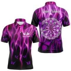 Maxcorners Personalized Pink Flaming Butterflies Darts Shirt For Men Custom Darts Jersey, Funny Darts Gift TU0309