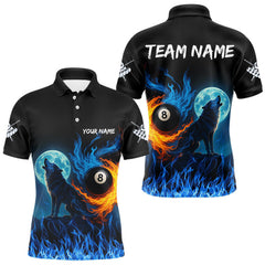 Maxcorners Personalized Flaming 8 Ball Pool Wolf Billiard Shirts For Men Custom Team League Billiard Jerseys MT1006