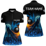 Maxcorners Personalized Flaming 8 Ball Pool Wolf Billiard Shirts For Men Custom Team League Billiard Jerseys MT1006