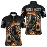 Maxcorners Flaming Grim Reaper Beer Darts Shirt Custom US Flag Darts Polo & Quarter Zip Jerseys For Women  LM0803