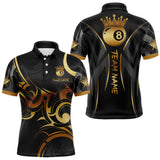 Maxcorners Black And Gold 8 Ball Crown Tribal Billiard Shirt For Men Custom Pool Team Jersey Polo & 1/4 Zip MT707