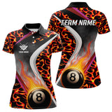 Maxcorners Personalized Flame Orange 8 Ball Pool Billiard Shirt For Men Custom Billiard Team Jerseys LM2707