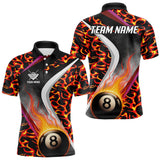 Maxcorners Personalized Flame Orange 8 Ball Pool Billiard Shirt For Men Custom Billiard Team Jerseys LM2707