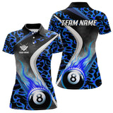 Maxcorners Personalized Flame Blue 8 Ball Pool Billiard Shirt For Men, Billiard Team Jersey Polo & 1/4 Zip LM2707