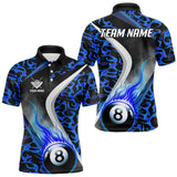 Maxcorners Personalized Flame Blue 8 Ball Pool Billiard Shirt For Men, Billiard Team Jersey Polo & 1/4 Zip LM2707