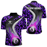Maxcorners Personalized Flame Purple 8 Ball Pool Billiard Shirt For Men Custom Billiard Team Jerseys LM2707