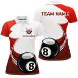 MaxCorners Billiard Red Tournament Sport Customized Name, Team Name 3D Polo Shirt For Women