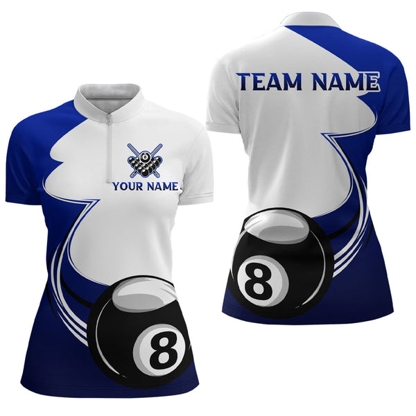 MaxCorners Billiard Blue Tournament Sport Customized Name, Team Name 3D Polo Shirt For Women