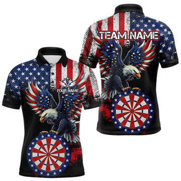Maxcorners Personalized Patriotic Eagle Dartboard Jersey For Men Custom American Flag Darts Team Shirt LM1809