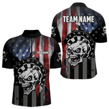 Maxcorners Personalized Funny Skull American Flag Dart Shirt For Men Custom Patriotic Darts Team Jerseys LM1506