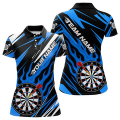 MaxcornersBlue Dartboard Flame Custom Dart Shirts For Men, Darts Team Jerseys Polo & Quarter Zip Shirts