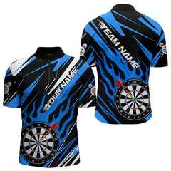 MaxcornersBlue Dartboard Flame Custom Dart Shirts For Men, Darts Team Jerseys Polo & Quarter Zip Shirts
