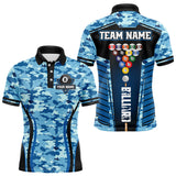 Maxcorners Custom Blue Camouflage 8 Ball Pool Billiard Shirt For Men, Billiard Jersey Outfit, Pool Team Shirt  LM2206