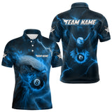 Maxcorners Personalized Eagle Thunder Lightning Blue Billiard Shirt For Men Custom 8 Ball Pool Team Jerseys TU1407