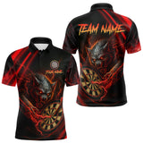 Maxcorners Personalized Red Thunder Lightning Wolf Darts Shirt For Men Custom Dart Team Jersey Polo & 1/4 Zip TU1407