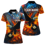 Maxcorners Personalized Flaming American Flag 8 Ball Eagle Billiard Shirt For Men, Patriotic Pool Team Jersey LM3006