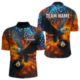Maxcorners Personalized Flaming American Flag 8 Ball Eagle Billiard Shirt For Men, Patriotic Pool Team Jersey LM3006