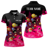 Maxcorners Pink 3D Billiard Balls Fire Flame Custom Billiard Shirts For Women, Billiard League Pool Team Jersey