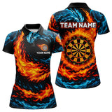 Maxcorners Personalized Blue And Orange Flame Darts Shirt For Men | Custom Storm Fire Team Darts Jersey  LM3006