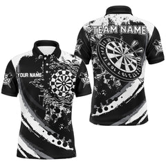 MaxCorners Dart Grunge Black Retro Customized Name, Team Name 3D Polo Shirt For Men