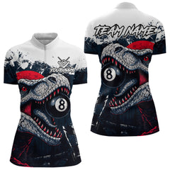 Maxcorners Personalized Dinosaur 8 Ball Billiard Shirt For Men Custom Billiard Team Shirts, Pool Jersey |Red MT0609