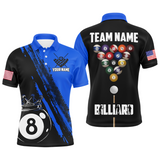 Maxcorners 8 Ball Pool Crown Blue Billiard Jersey Customized Name, Team Name 3D Shirt