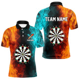 Maxcorners Orange And Turquoise Custom Fire Flame Darts Shirt For Men, Personalized Dart Team Jersey Outfit LM2206