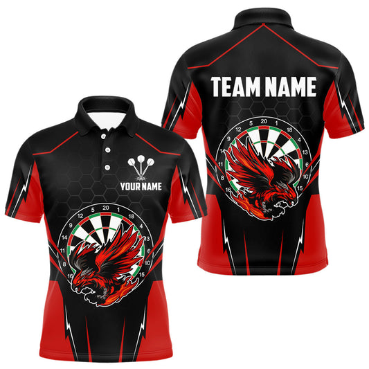 Maxcorners Custom Men's Darts Polo Shirts Red & Black Eagle Dartboard For Darts Jersey LM2007