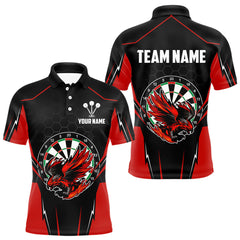 Maxcorners Custom Men's Darts Polo Shirts Red & Black Eagle Dartboard For Darts Jersey LM2007