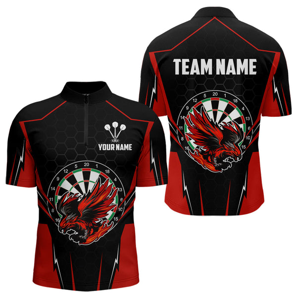 Maxcorners Custom Men's Darts Polo Shirts Red & Black Eagle Dartboard For Darts Jersey LM2007