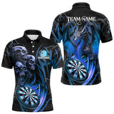 Maxcorners Personalized Skull & Dragon Darts Shirt For Men Custom Lightning Dartboard Team Jersey |Blue LM0803