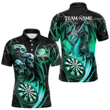 Maxcorners Personalized Skull & Dragon Darts Shirt For Men Custom Lightning Dartboard Team Jersey |Turquoise LM1109